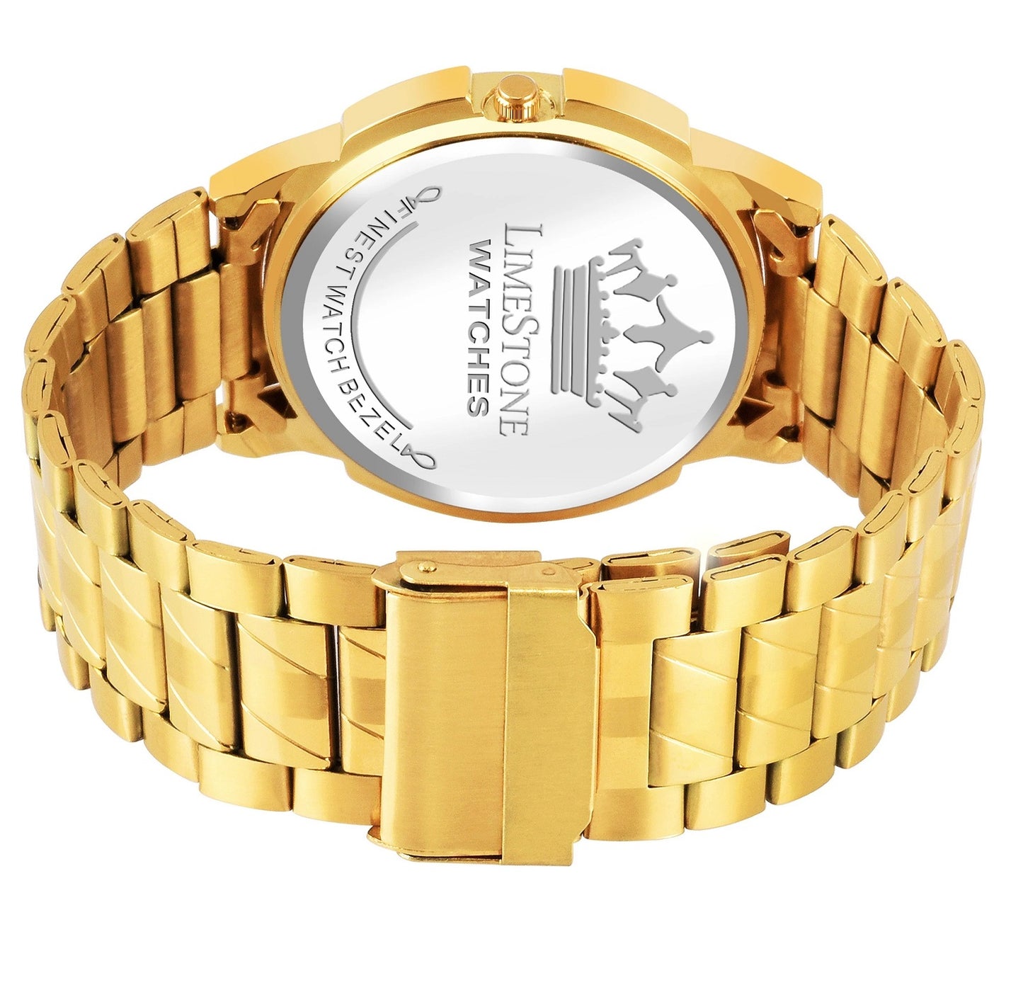 LIMESTONE Day & Date Original Gold Plated HMTS Quartz Analog Watch - For Men (LS2813)