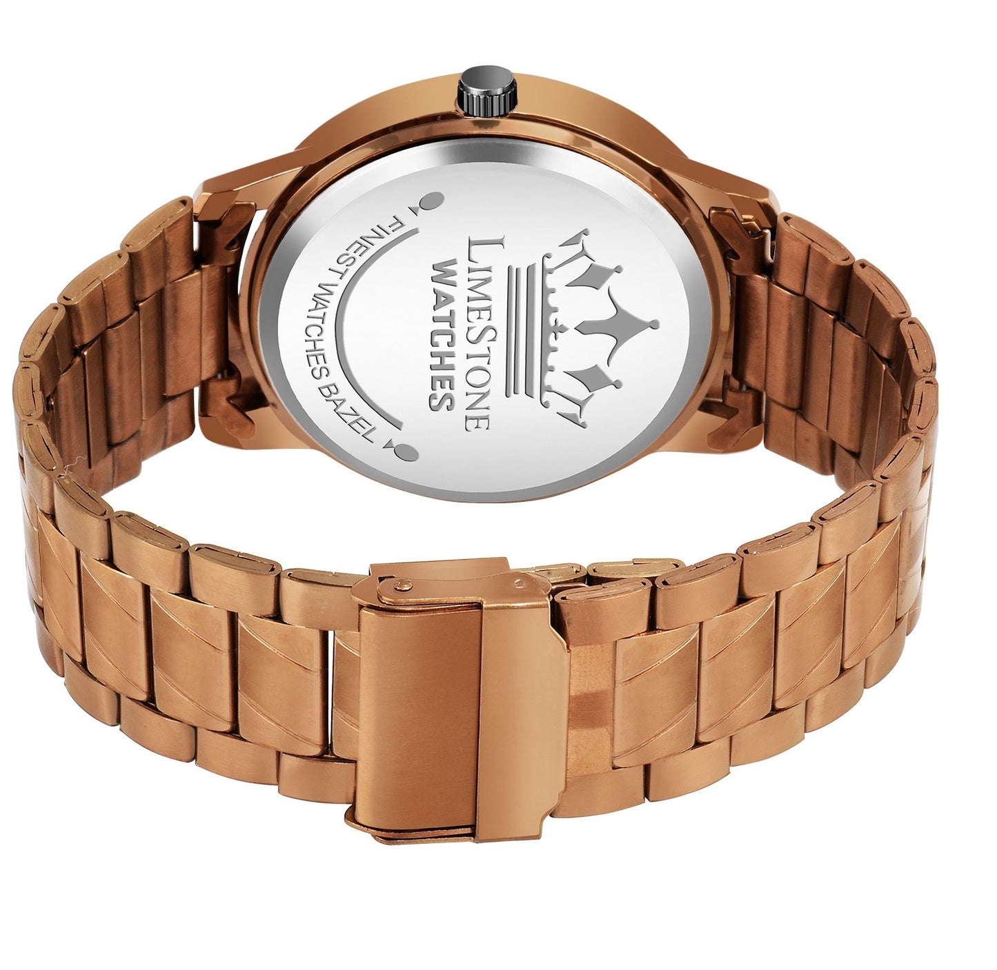 LIMESTONE Day & Date Functioning Original Copper Plated Brown Chain HMTS Quartz Analog Watch - For Men (LS3040)