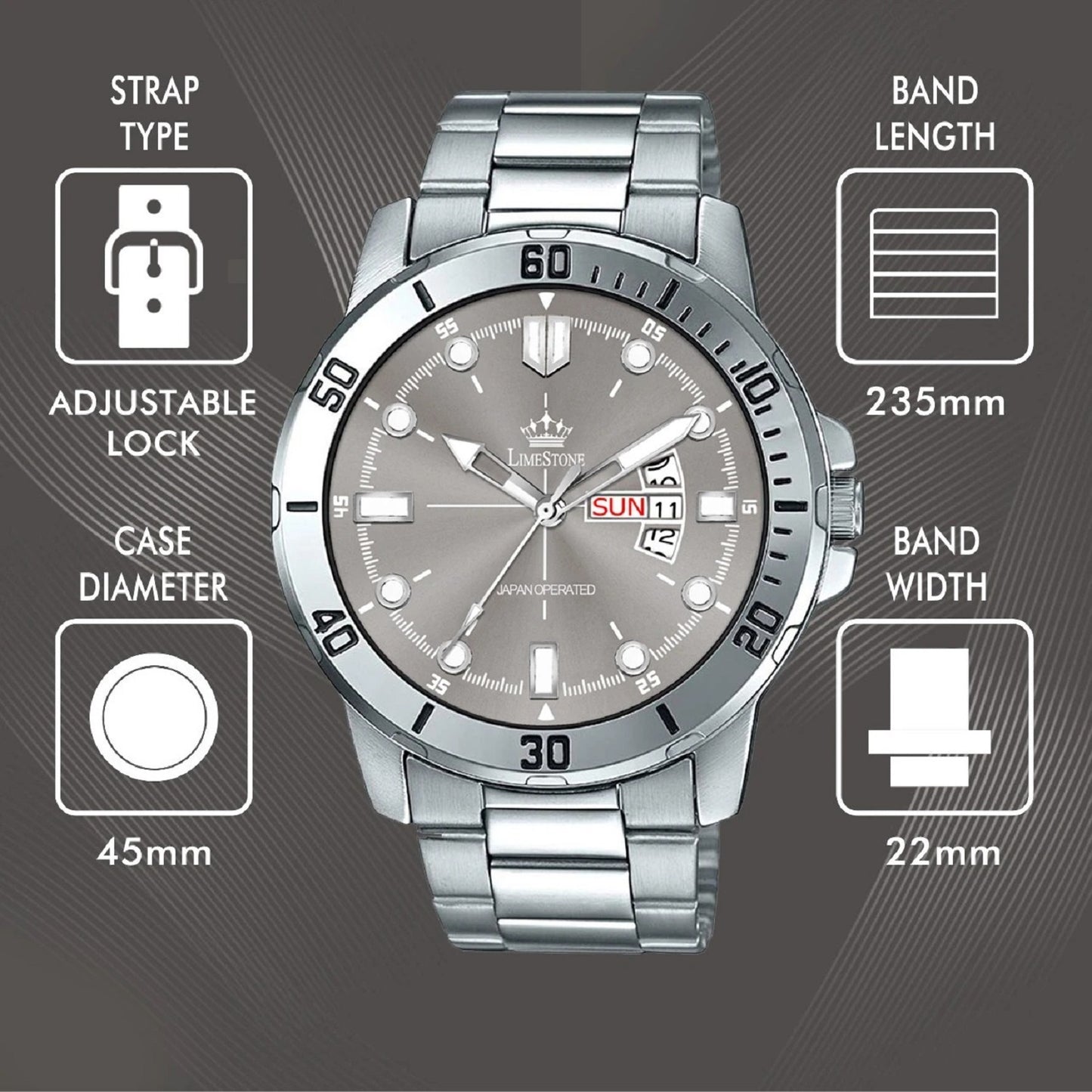 LIMESTONE Wheedler Series Day and Date Functioning Boys Quartz Analog Watch - For Men (LS3069)