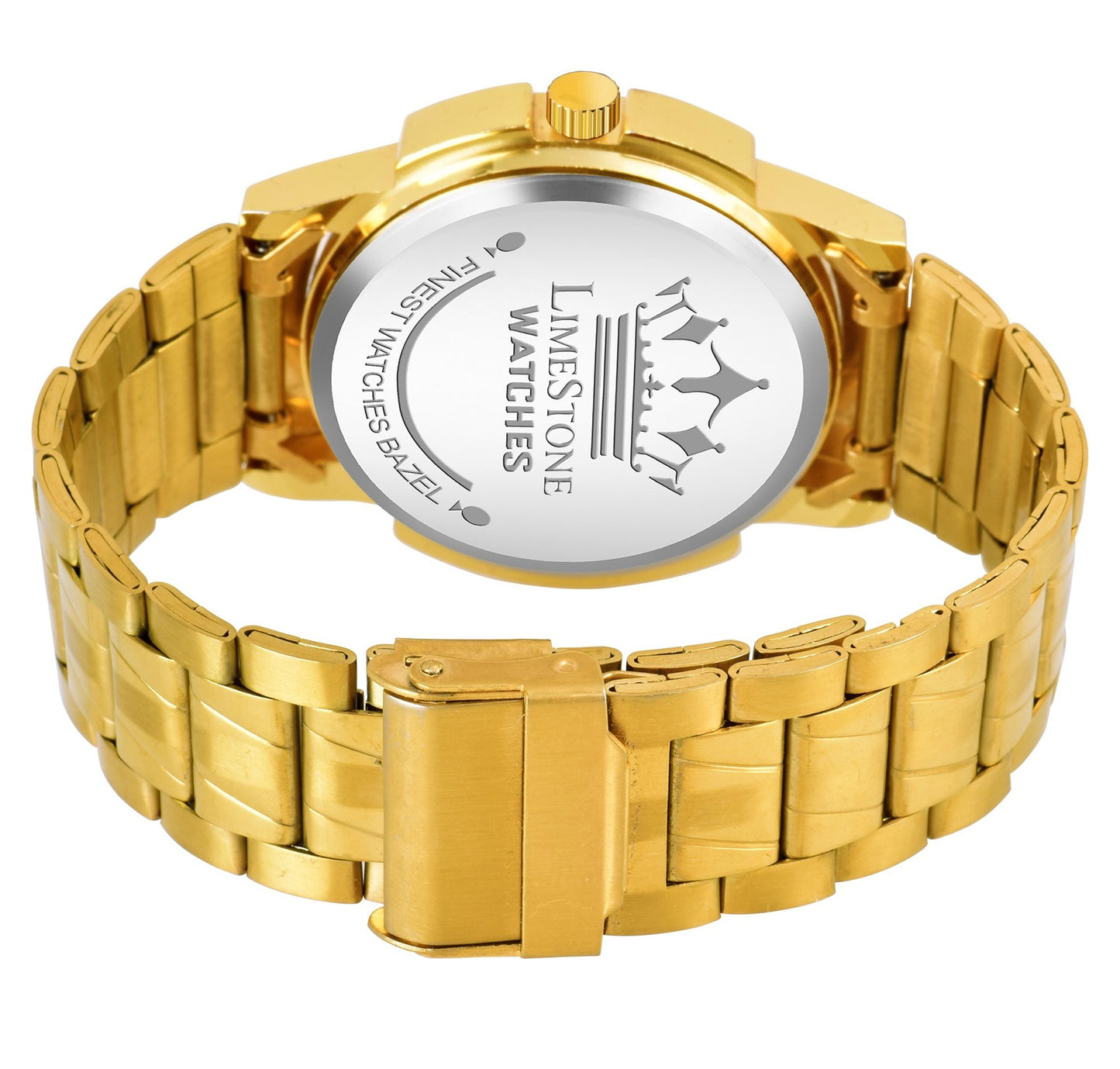 LIMESTONE Day & Date Original HMTS Gold Plated Adjsutable HMTS Bracelet Quartz Analog Watch - For Men (LS3062)