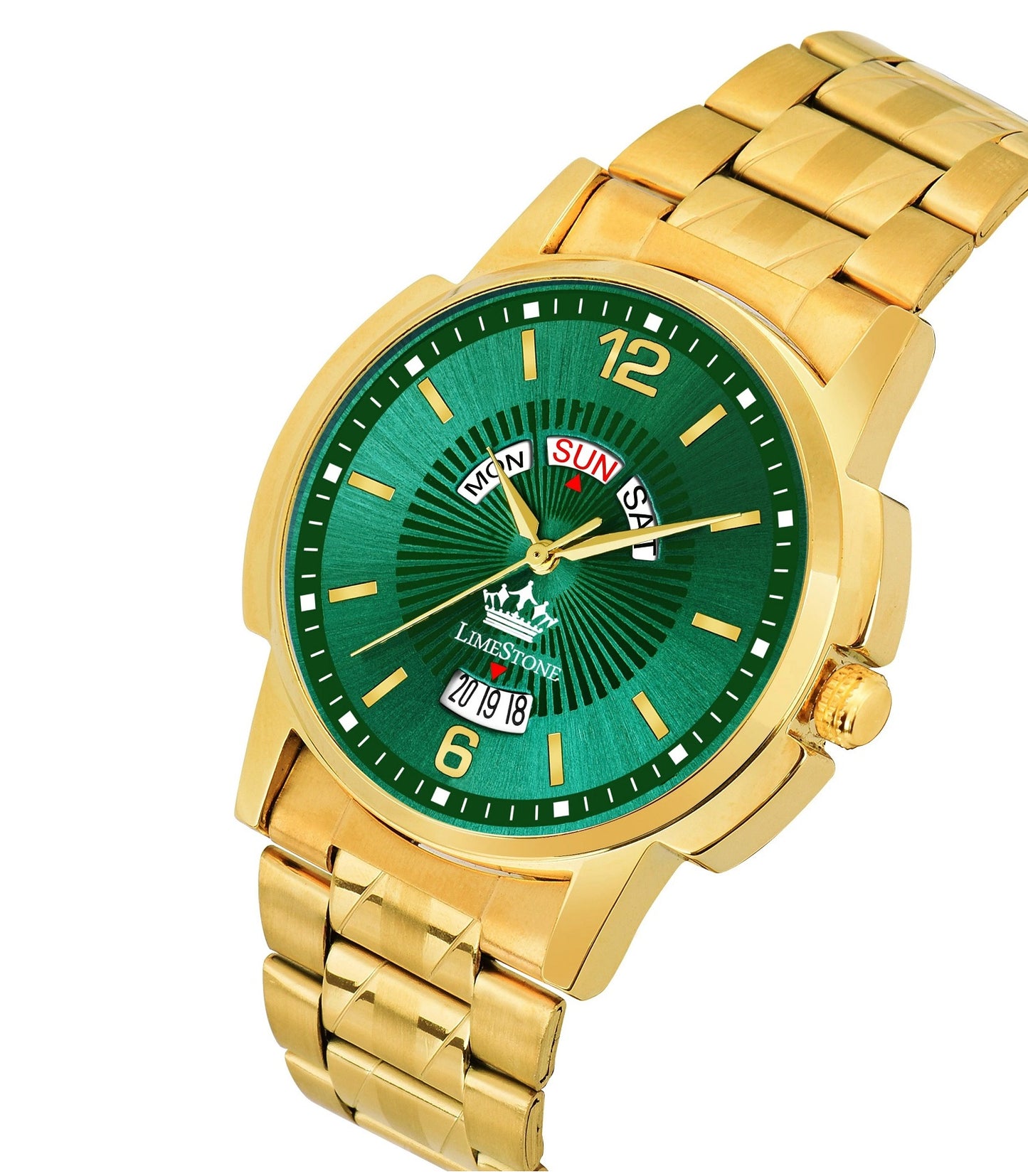 LIMESTONE Day & Date Original Gold Plated HMTS Quartz Analog Watch - For Men (LS2911)