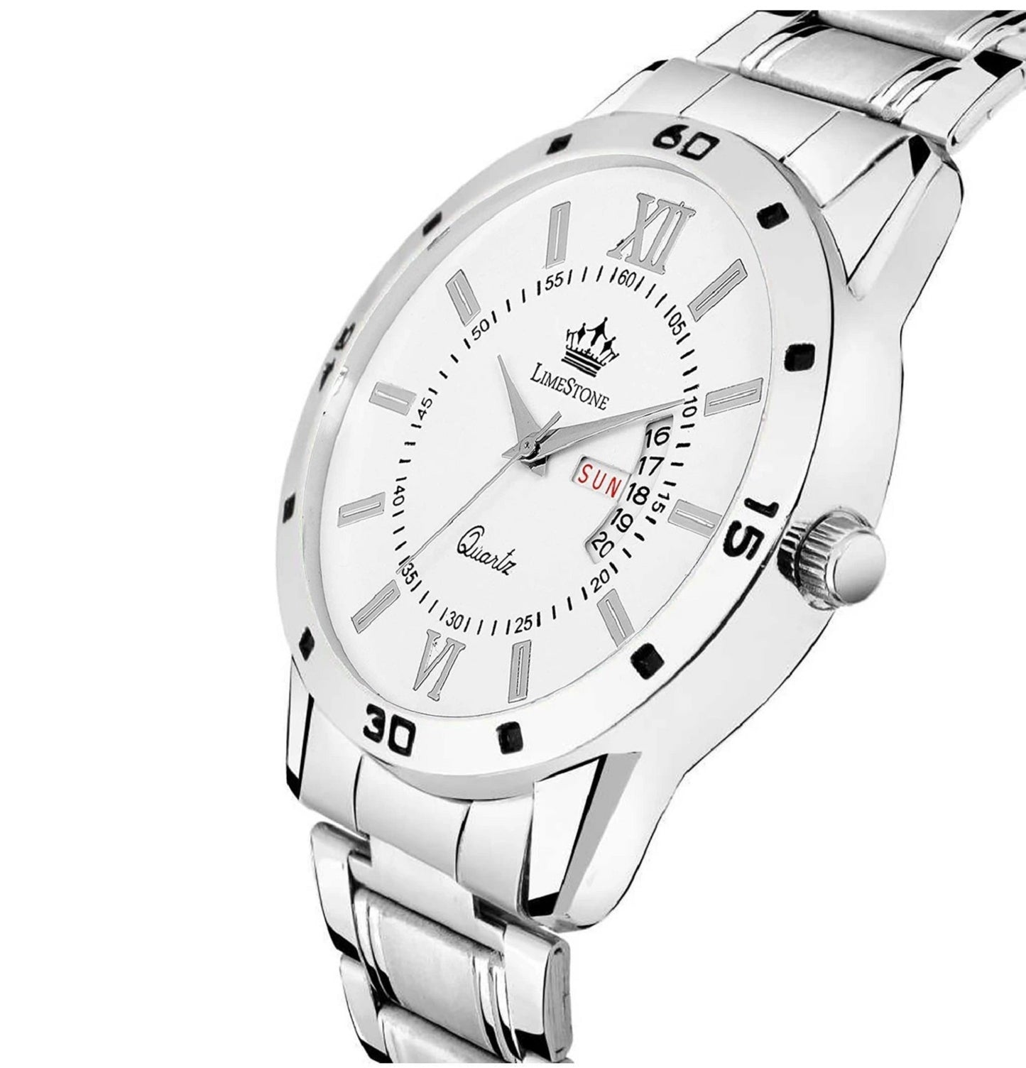 LIMESTONE Day and Date Function Steel Strap Quartz Analog Watch - For Men (LS2856)