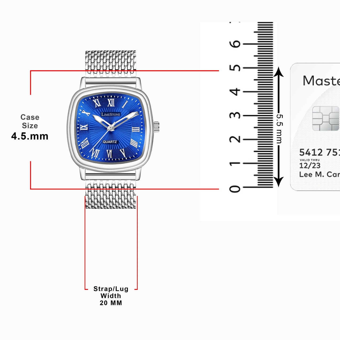 LIMESTONE Classic Series Mesh Chain Stainless Steel Square Quartz Analog Watch - For Men (LS3296)
