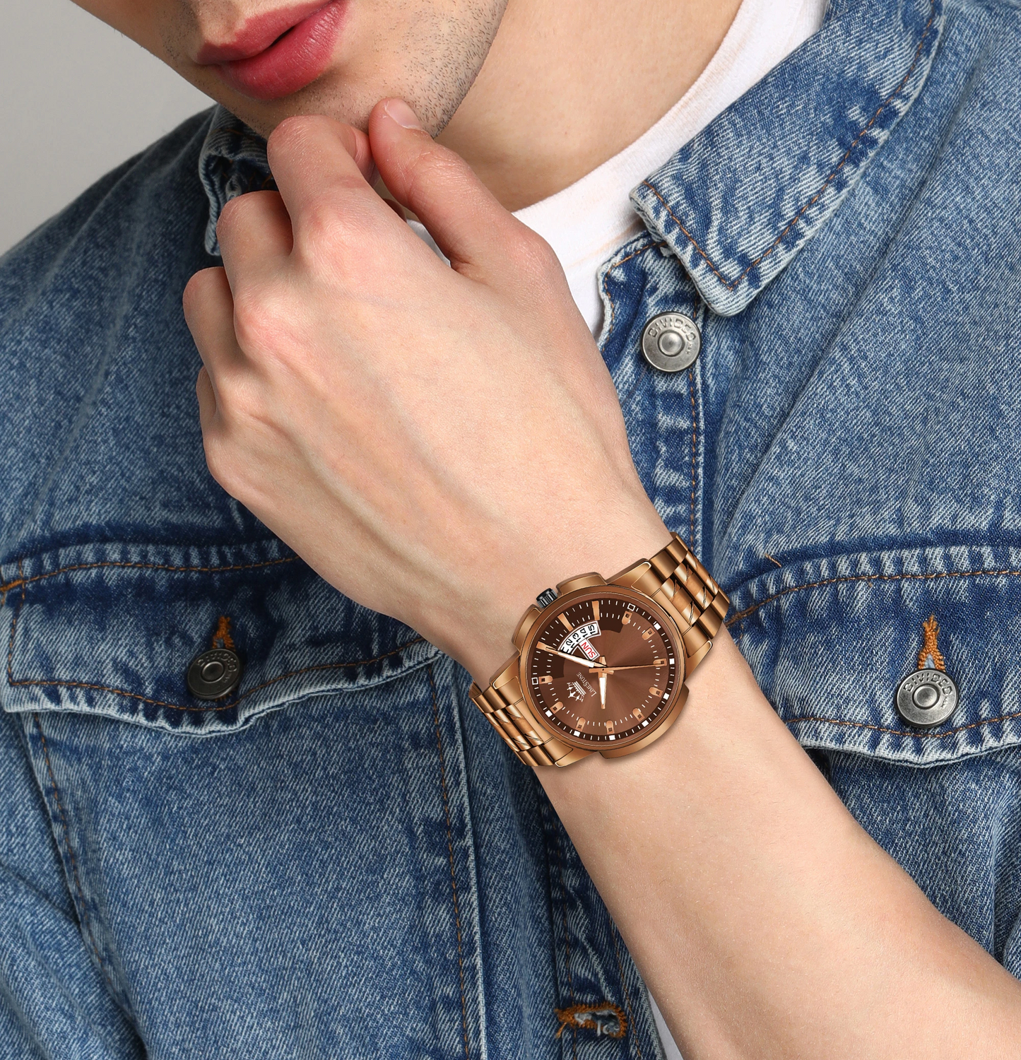 Day & Date Functioning Original Copper Plated HMTS Quartz Analog Watch - For Men LS3039