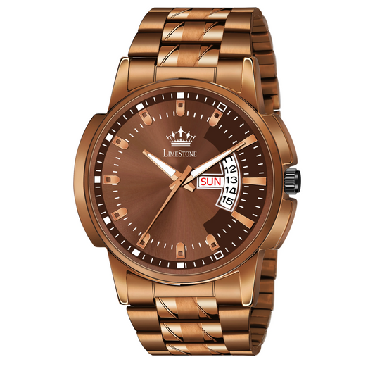 Day & Date Functioning Original Copper Plated HMTS Quartz Analog Watch - For Men LS3039