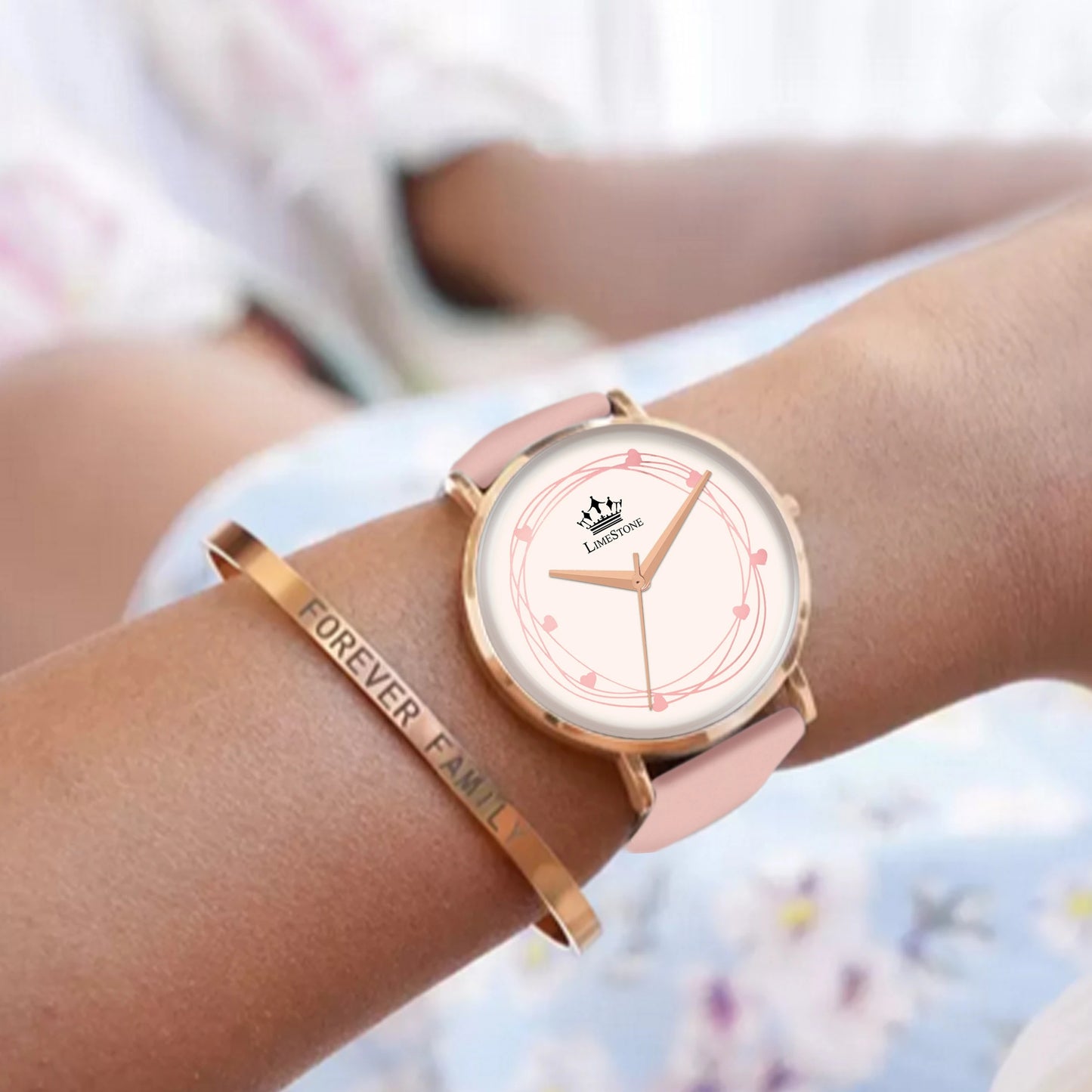 LIMESTONE Chalky Charm Watch Bracelet Stack Lovebird Chalky Charm Watch Bracelet Stack Analog Watch - For Women (LS1382+BRFF)
