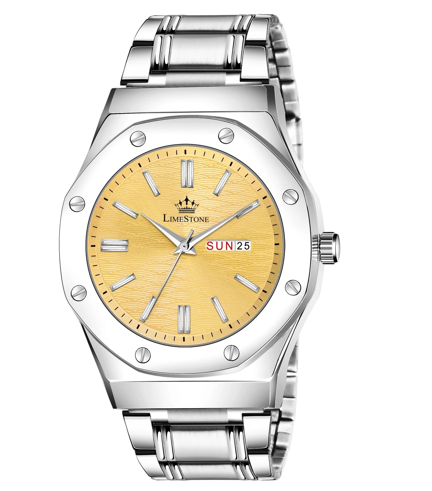 LIMESTONE Day and Date Display Screw Ring AP Design Quartz Analog Watch - For Men (LS3216)