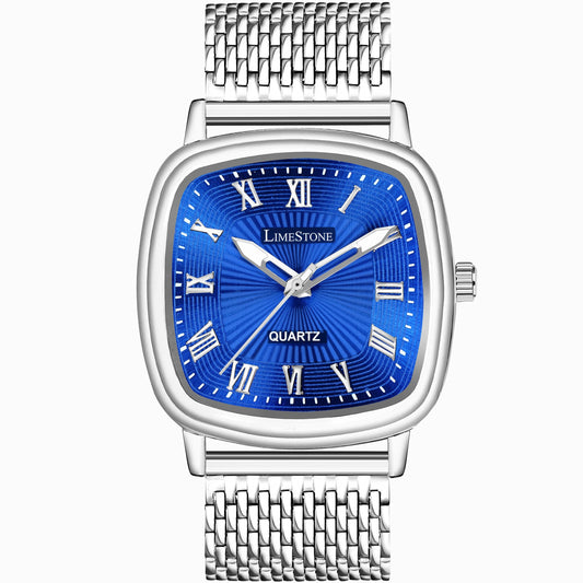 LIMESTONE Classic Series Mesh Chain Stainless Steel Square Quartz Analog Watch - For Men (LS3296)
