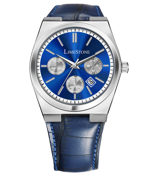 LIMESTONE Date Display Classic PRX Chronograph Leather Strap Quartz Analog Watch - For Men (TSOT111)