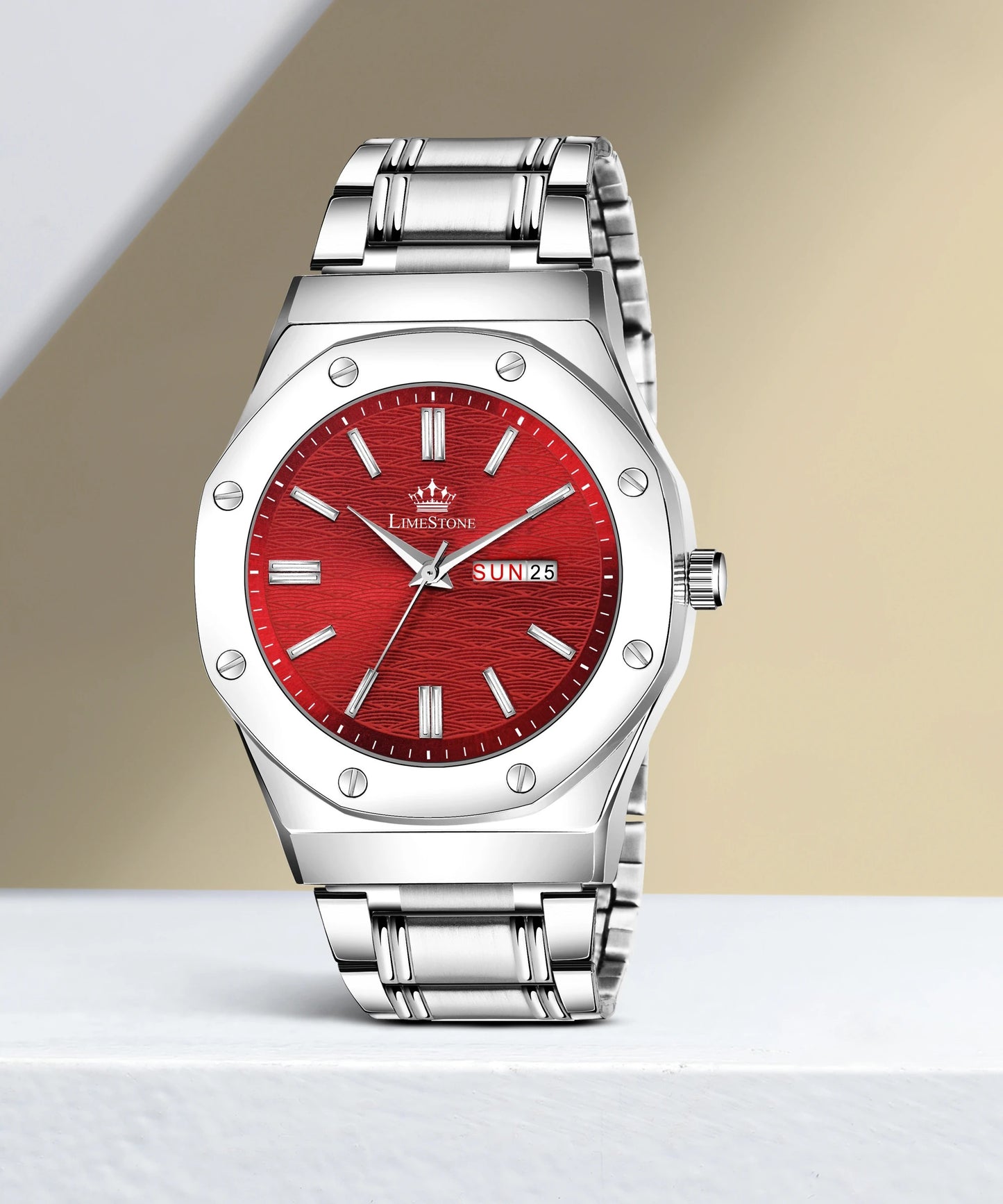 LIMESTONE Day and Date Display Screw Ring AP Design Quartz Analog Watch - For Men (LS3211)