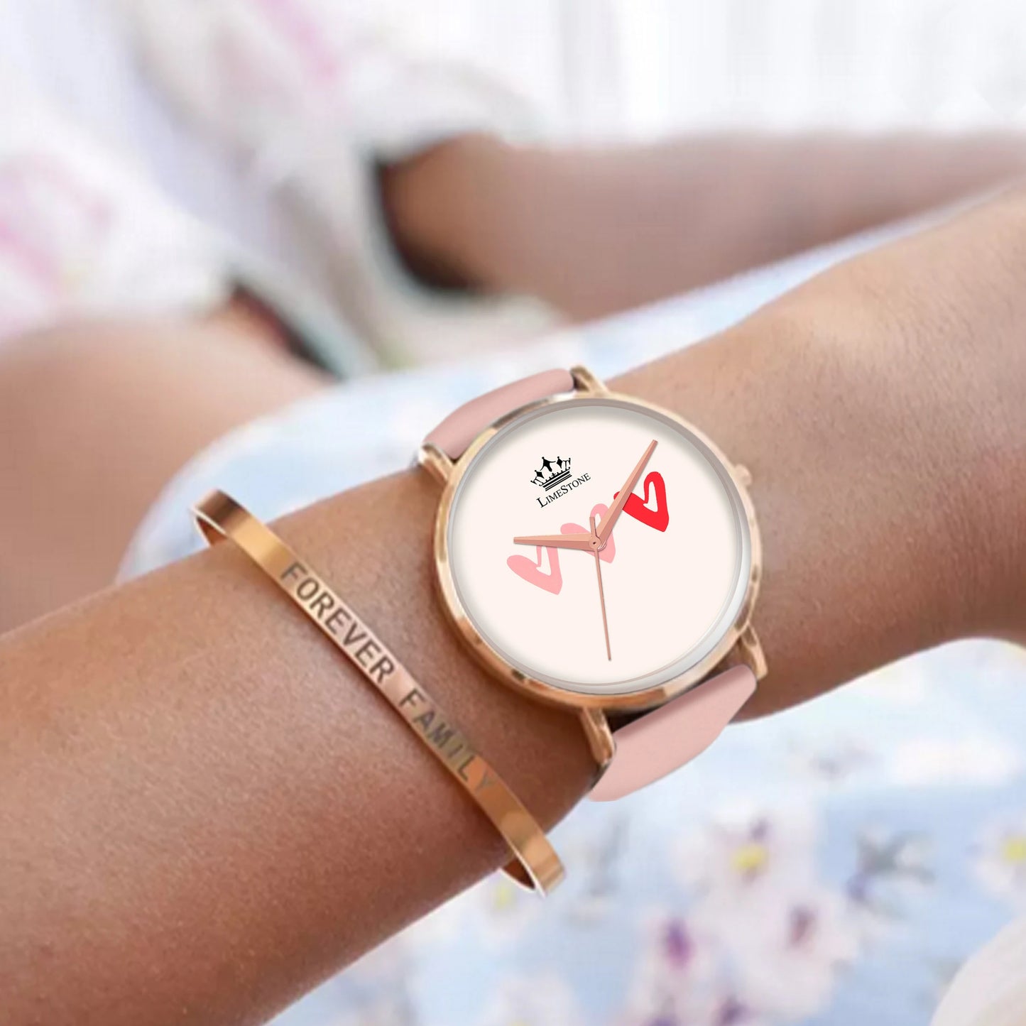 LIMESTONE Chalky Charm Watch Bracelet Stack Lovebird Chalky Charm Watch Bracelet Stack Analog Watch - For Women (LS1384+BRFF)