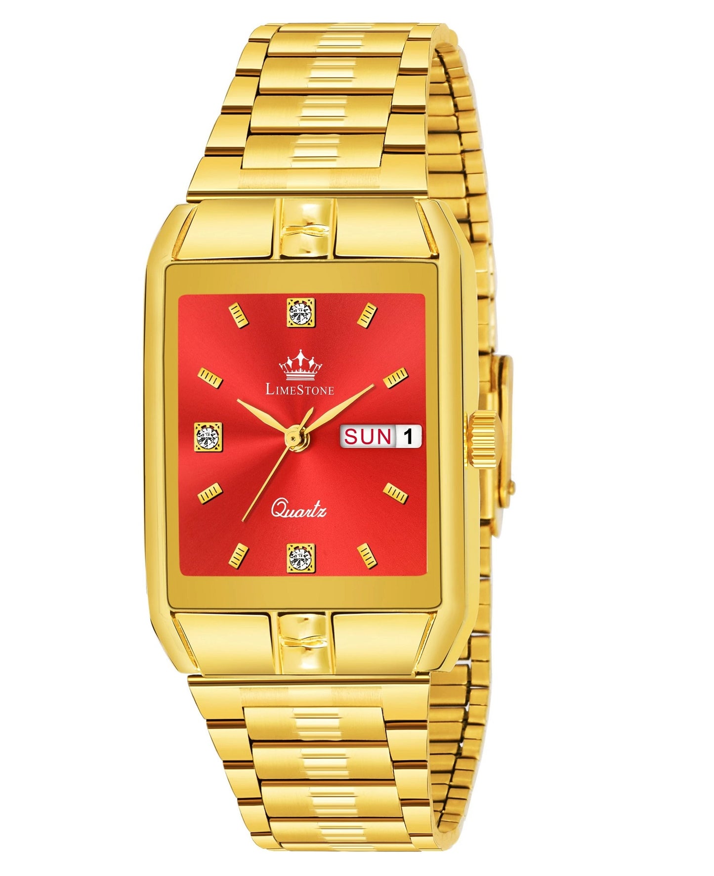 LIMESTONE Day & Date Functioning Original Gold Plated HMTS Quartz Analog Watch - For Men (LS3051)