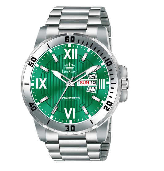 LIMESTONE Day and Date Functioning Steel Strap Adult Boys Quartz Analog Watch - For Men (LS3201)