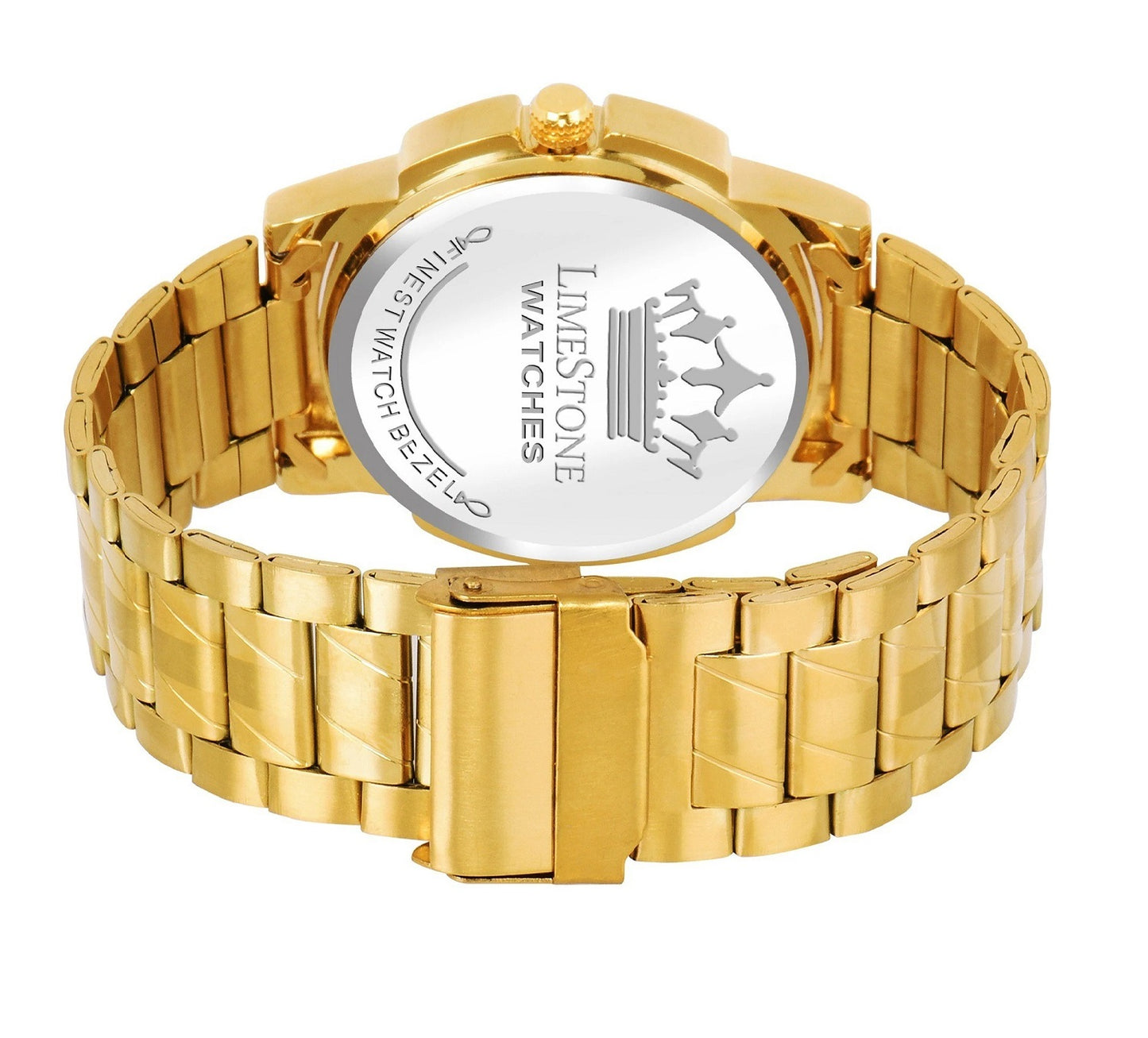 LIMESTONE Day & Date Original Gold Plated HMTS Quartz Analog Watch - For Men (LS2997)