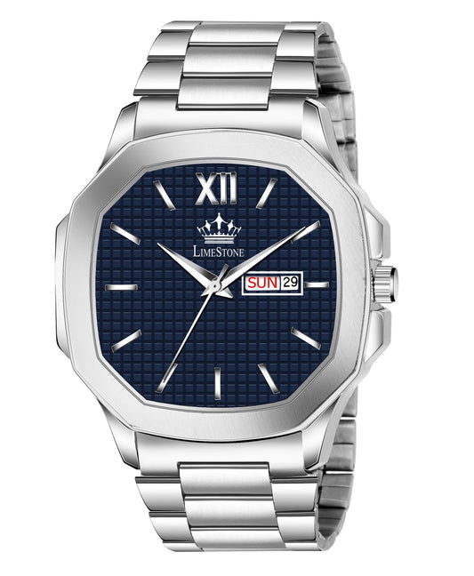 LIMESTONE OTUS Limited Day and Date Functioning Series Square Dial Blue Boys Watch with Quartz Mechanism Analog Watch - For Men (LS3026)
