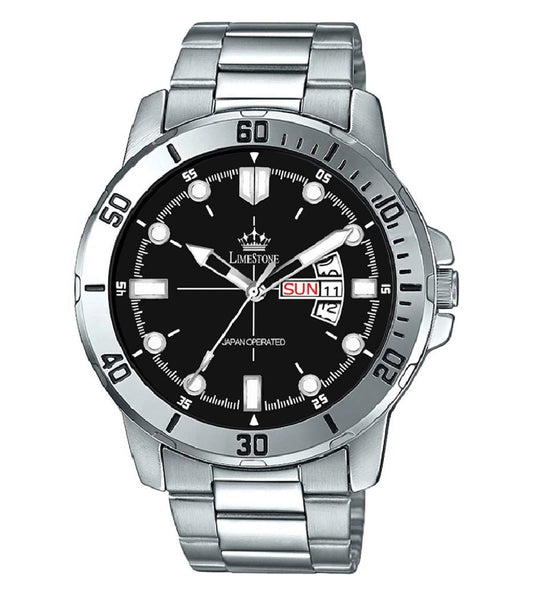 LIMESTONE Wheedler Series Day and Date Functioning Quartz Analog Watch - For Men (LS3067)