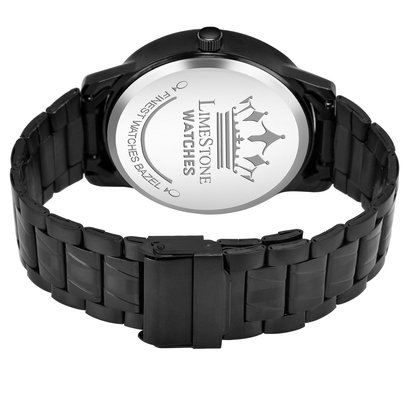 LIMESTONE All Black Day & Date Functioning Long Life Black Plated Chain HMTS Quartz Analog Watch  - For Men (LS3048)