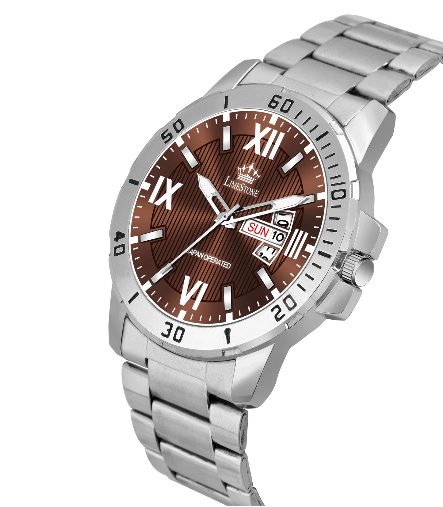 LIMESTONE Day and Date Functioning Steel Strap Adult Boys Quartz Analog Watch - For Men (LS3204)