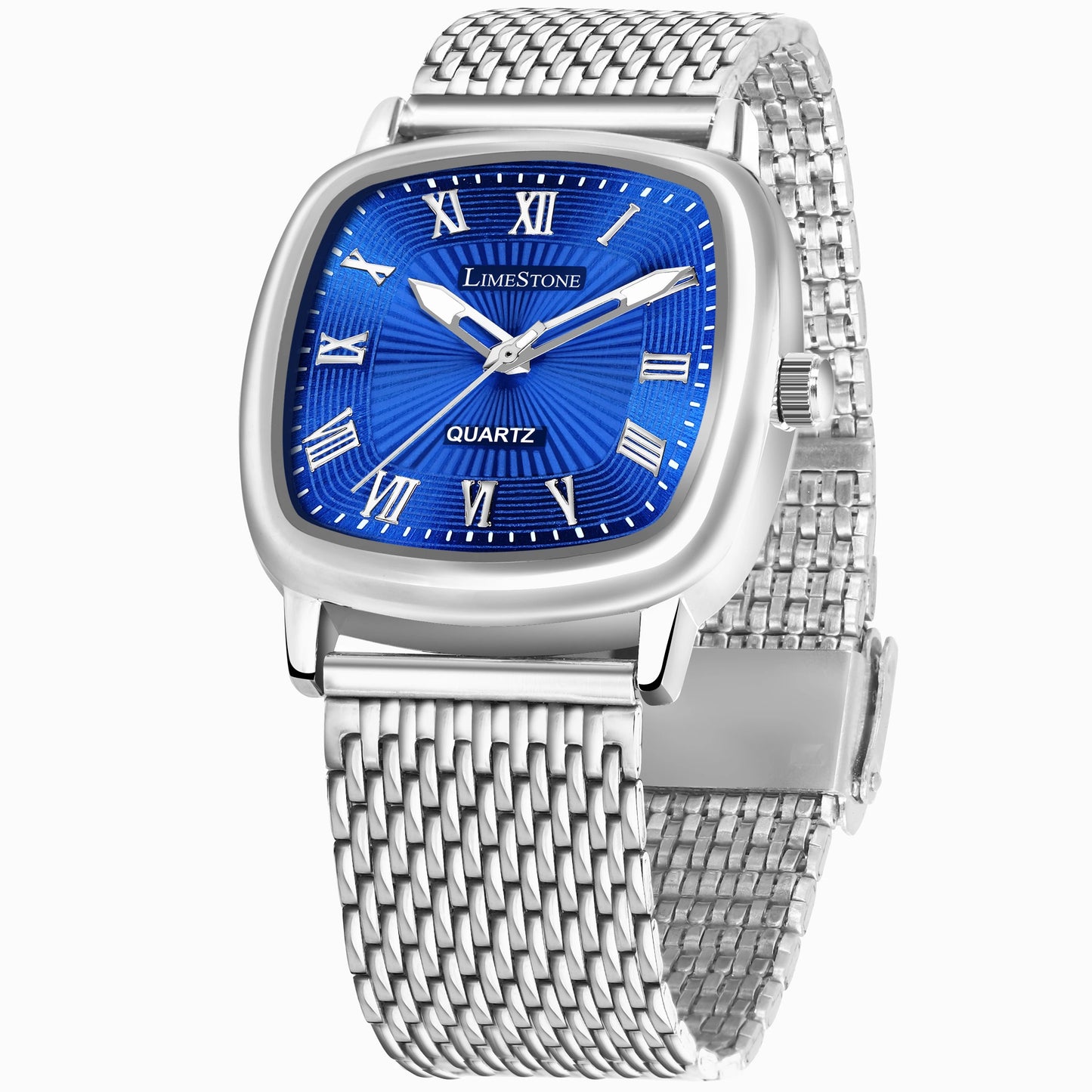 LIMESTONE Classic Series Mesh Chain Stainless Steel Square Quartz Analog Watch - For Men (LS3296)