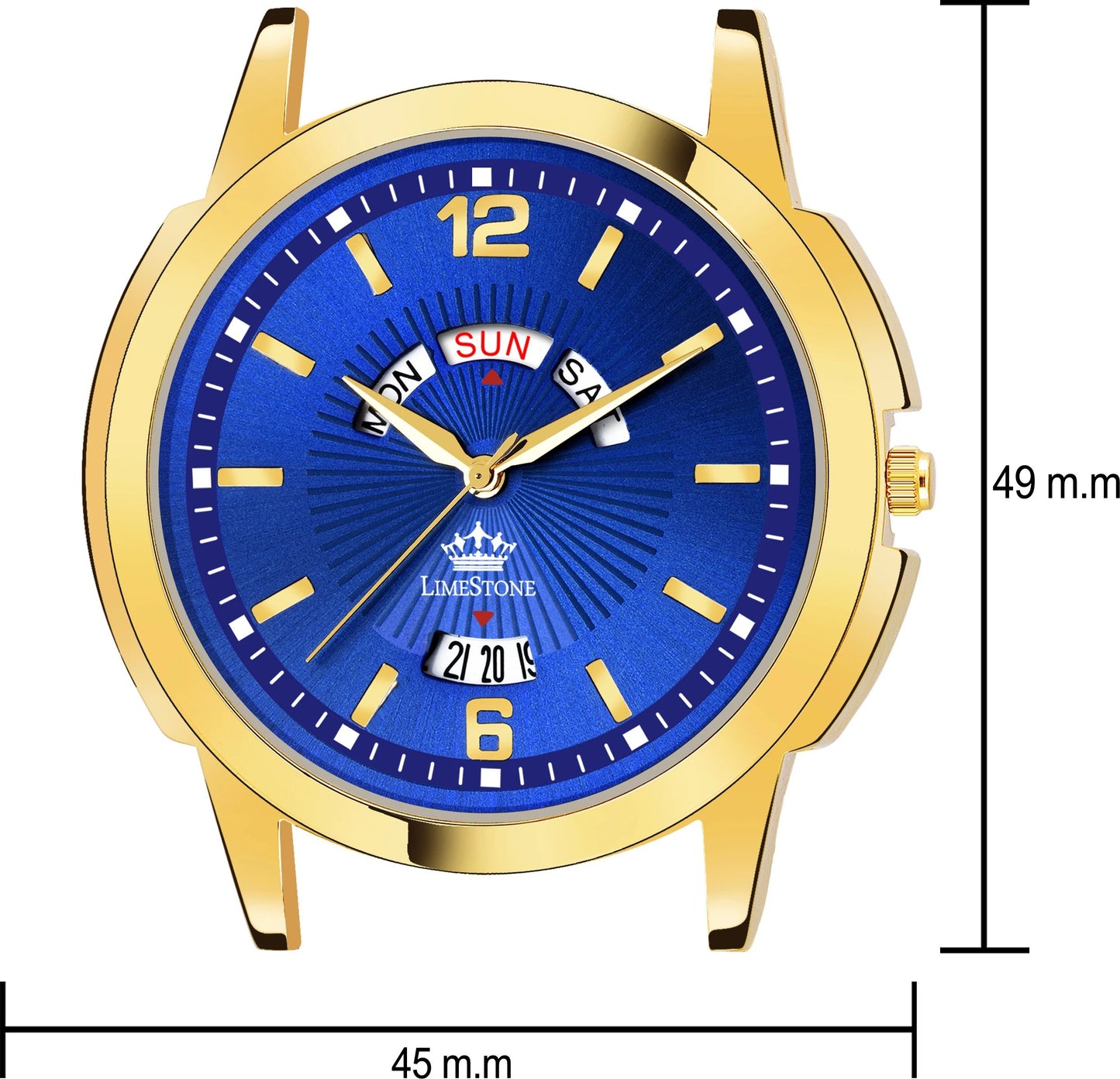 LIMESTONE Day & Date Original Gold Plated HMTS Quartz Analog Watch - For Men (LS2813)